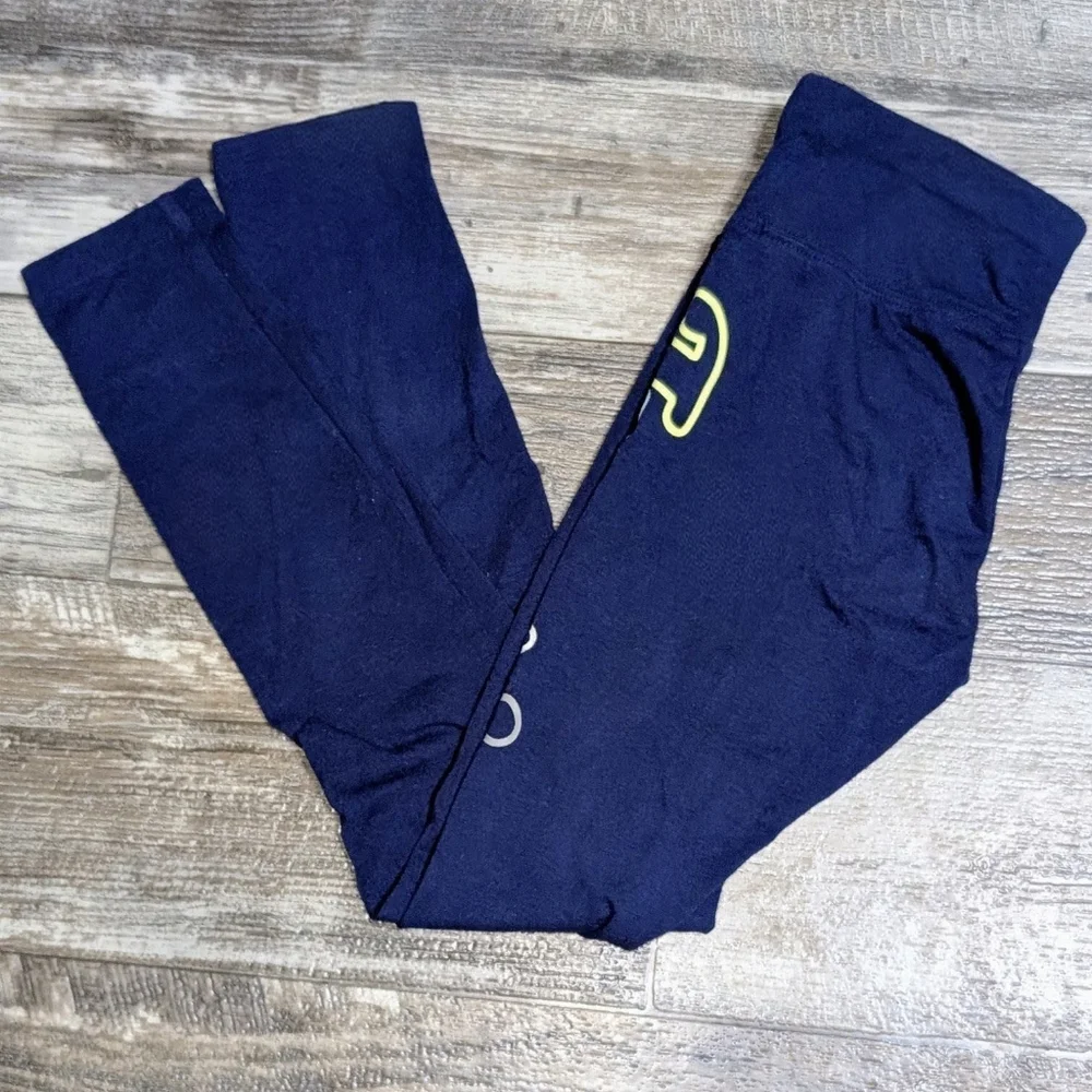Justice Navy Leggings With Multicolor Logo -Sz 10